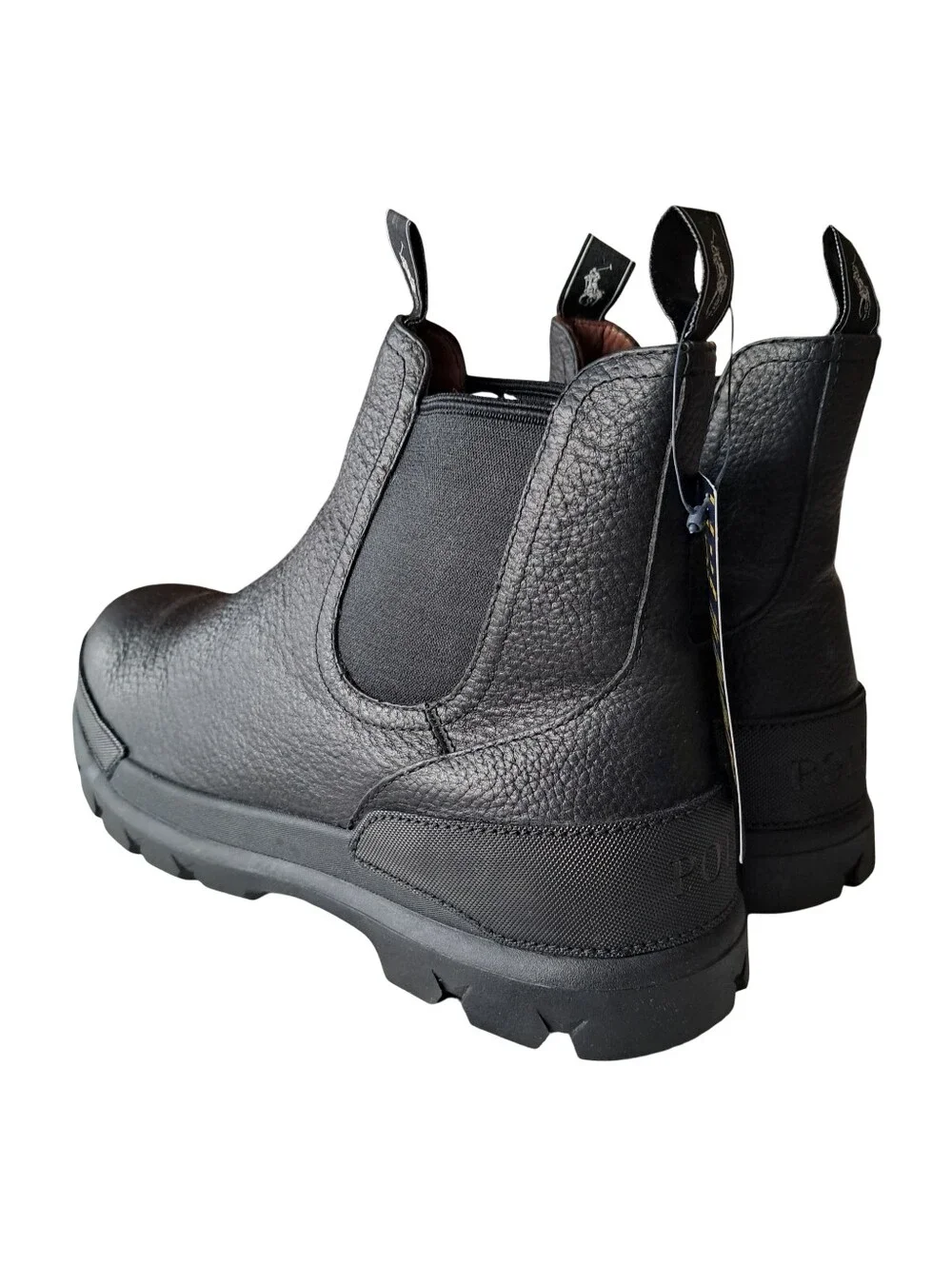 Polo Ralph Lauren Mens Oslo Leather Chelsea Black Boots Size 9.5 New